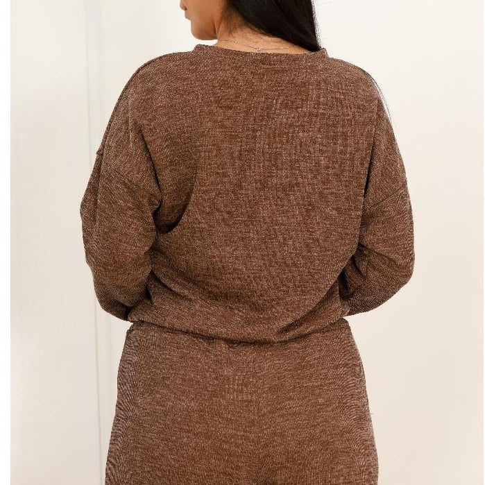 Conjunto Femenino Lanzinha Ribi canelada 2 Peças Blusa e Pantalona plus size - Tricote Modas