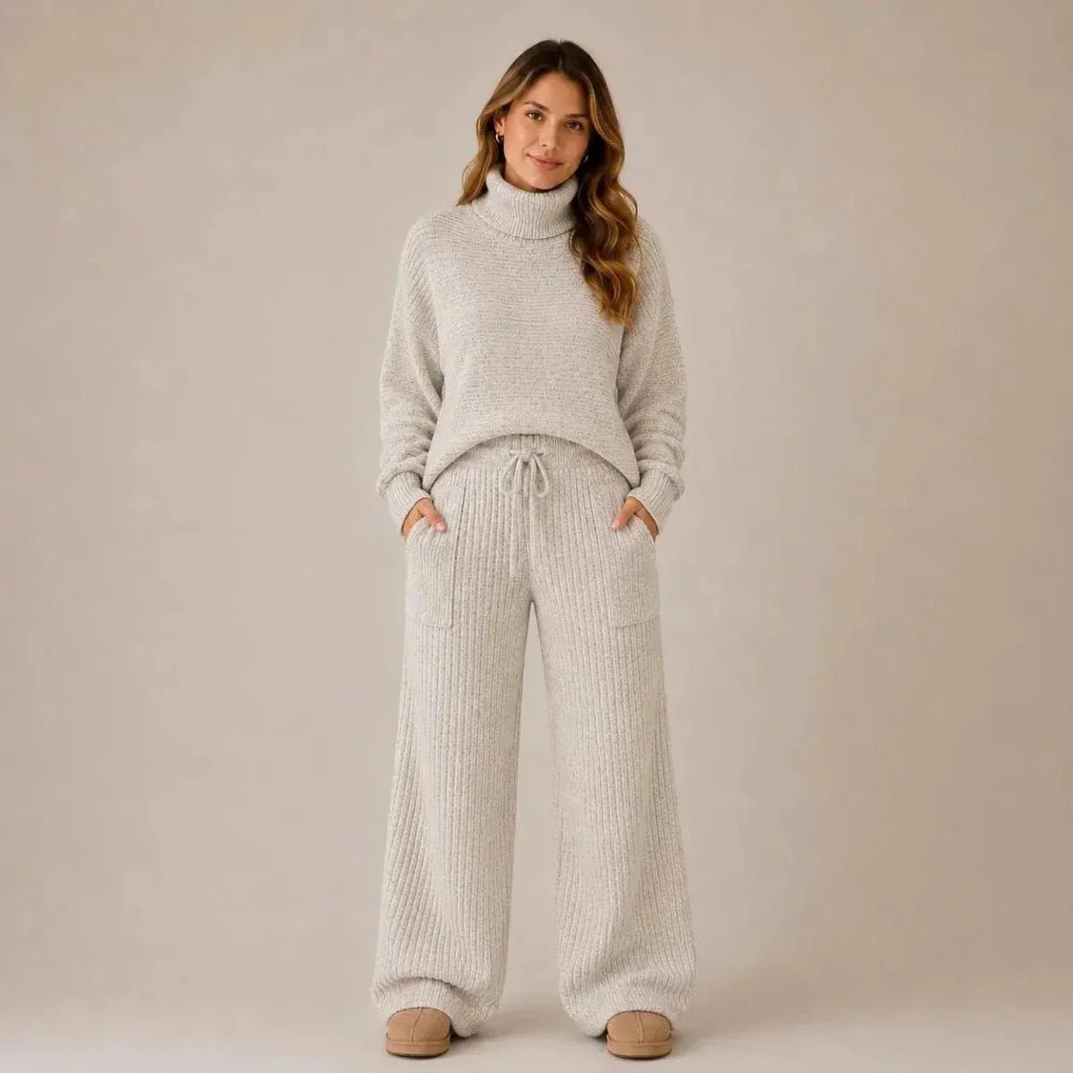 Conjunto Tatiana de Tricot Mousse (Blusa Gola Alta + Calça) - Tricote Modas