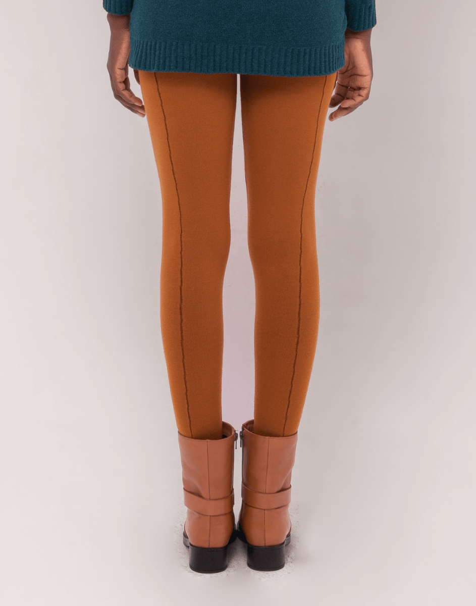 Legging Tricot Invernada Stripe Caramelo Outonal - Tricote Modas