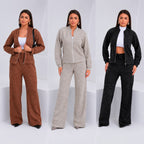 (Kit com 3) Conjunto Feminino em Malha Ribana com Zíper [LIQUIDAÇÃO DE INVERNO]