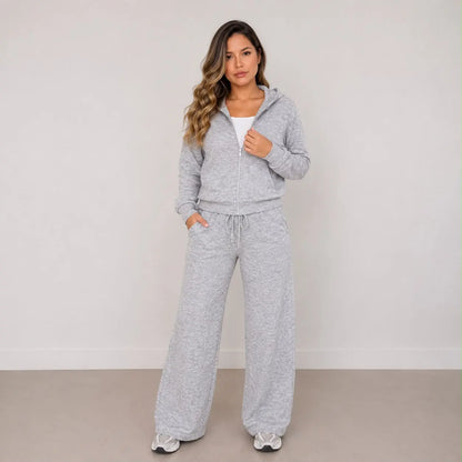 (Kit com 3) Conjunto Feminino em Malha Ribana com Capuz [LIQUIDAÇÃO DE INVERNO]