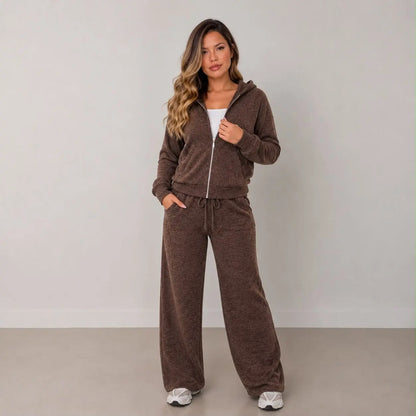 (Kit com 3) Conjunto Feminino em Malha Ribana com Capuz [LIQUIDAÇÃO DE INVERNO]