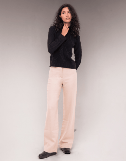 Calça Lã Natural Alezia Bege - Tricote Modas