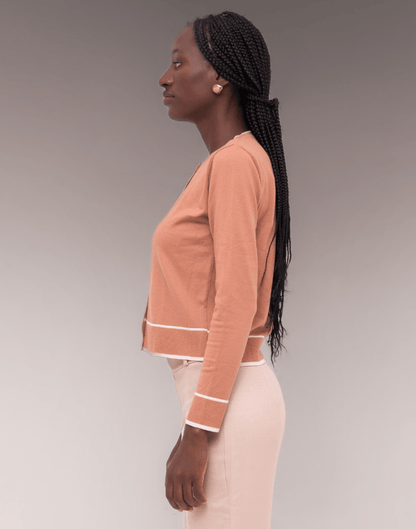 Cardigan Bicolor Bege - Tricote Modas