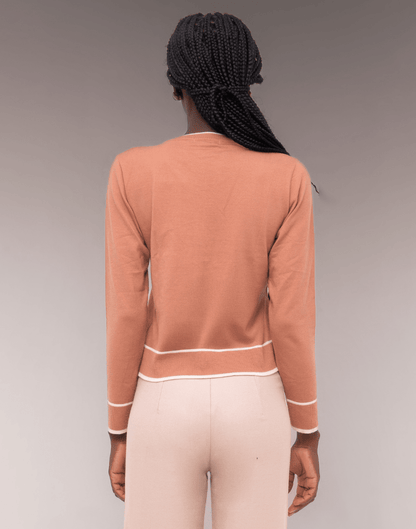 Cardigan Bicolor Bege - Tricote Modas