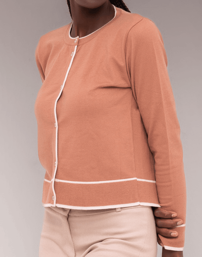 Cardigan Bicolor Bege - Tricote Modas