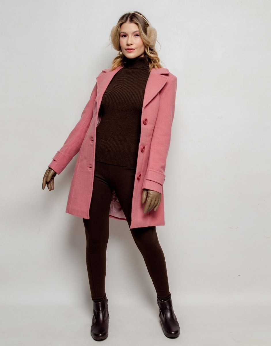Casaco de Lã Natural Trench Mayfair Rosa Seco - Tricote Modas