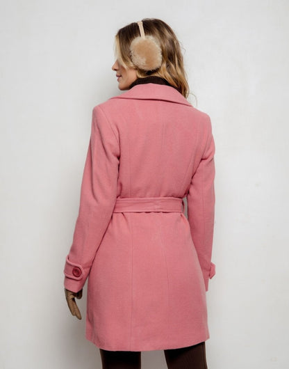 Casaco de Lã Natural Trench Mayfair Rosa Seco - Tricote Modas