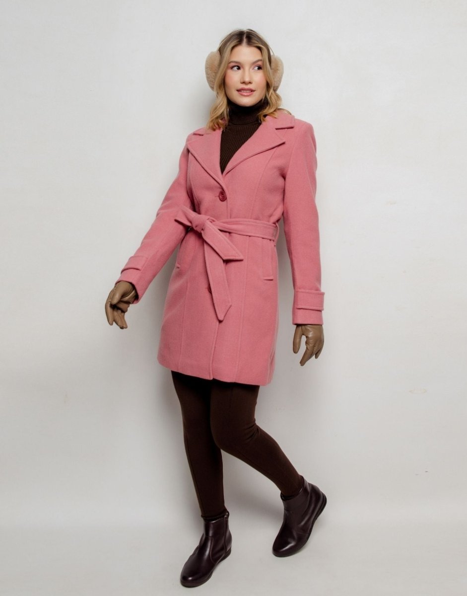Casaco de Lã Natural Trench Mayfair Rosa Seco - Tricote Modas