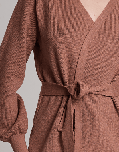 Casaco de Tricot com Faixa Softline Bege Aurora - Tricote Modas