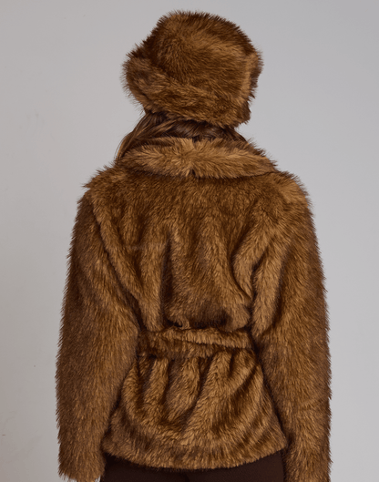 Casaco Fake Fur Boreal Caramelo - Tricote Modas