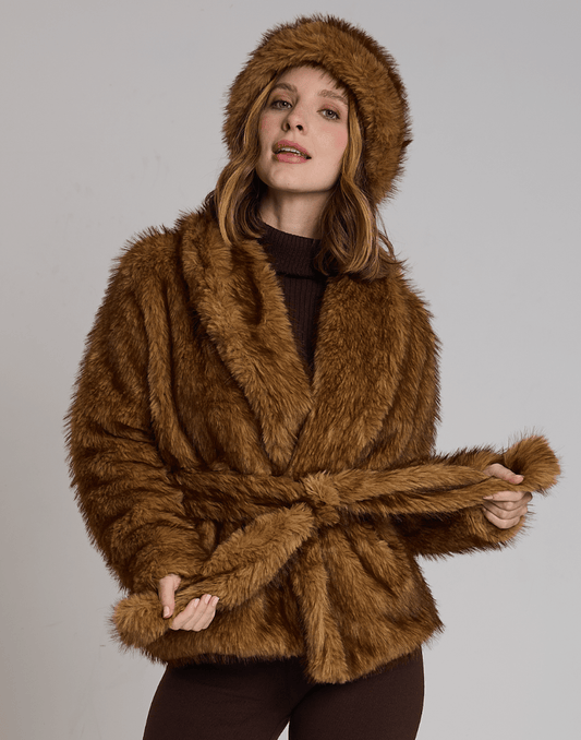 Casaco Fake Fur Boreal Caramelo - Tricote Modas