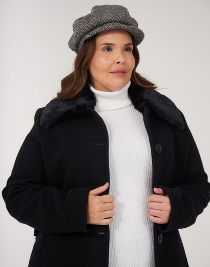 Casaco Lã Natural Varese Pelo Preto - Tricote Modas