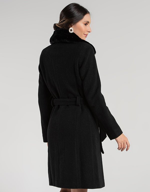Casaco Lã Natural Varese Pelo Preto - Tricote Modas