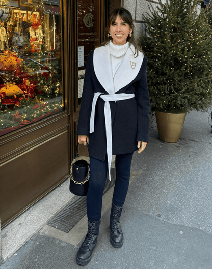 Casaco Lã Premium Martini Preto e Branco - Tricote Modas