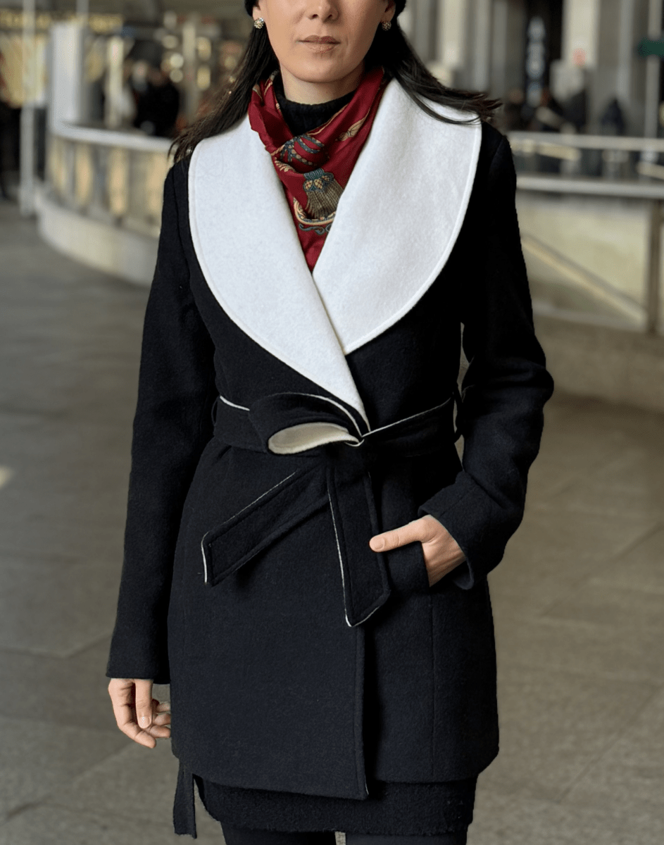 Casaco Lã Premium Martini Preto e Branco - Tricote Modas
