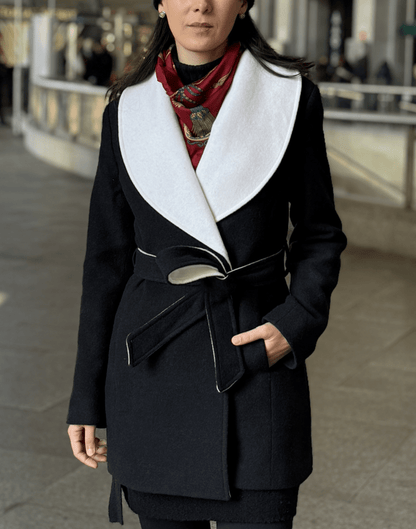 Casaco Lã Premium Martini Preto e Branco - Tricote Modas