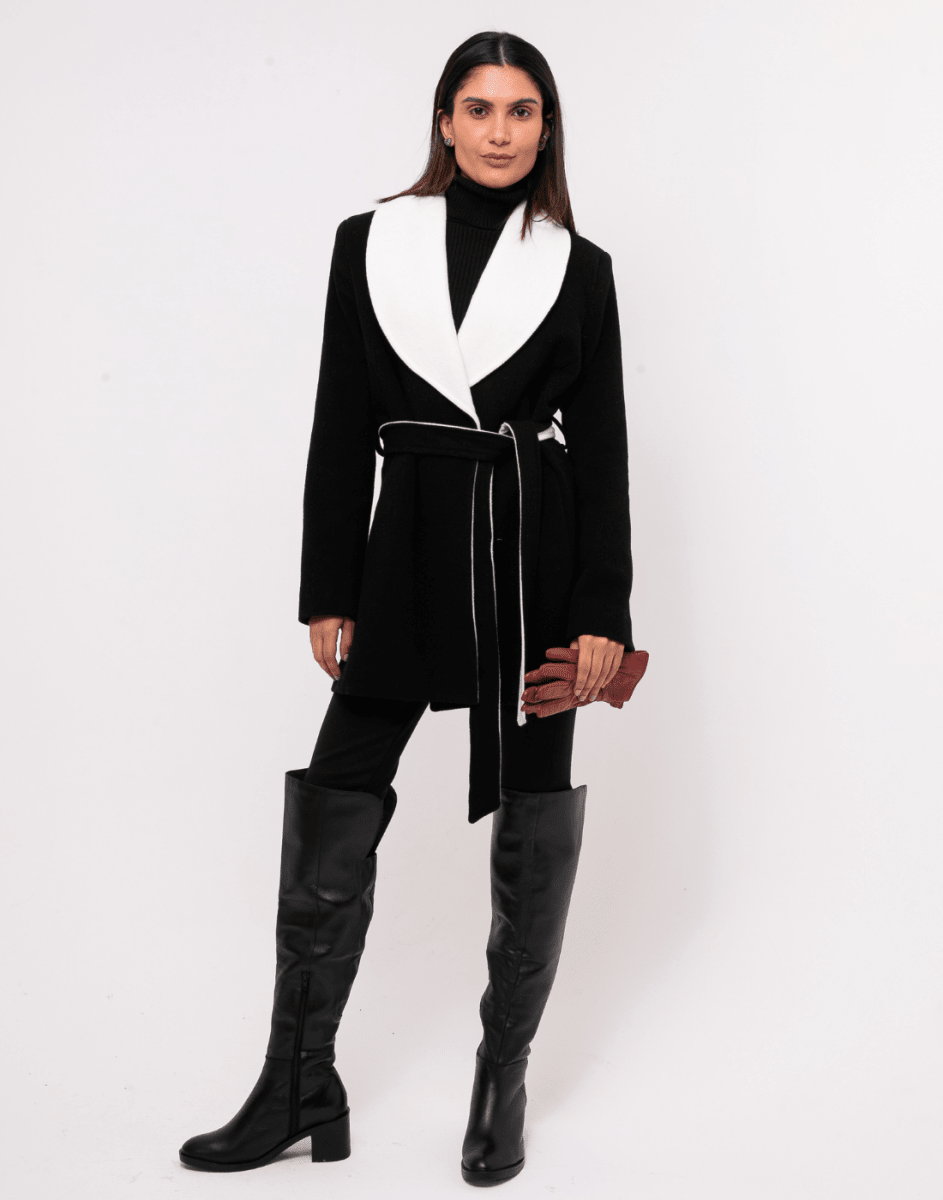 Casaco Lã Premium Martini Preto e Branco - Tricote Modas