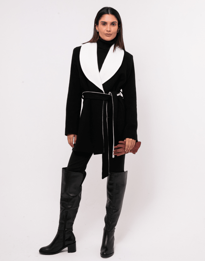 Casaco Lã Premium Martini Preto e Branco - Tricote Modas
