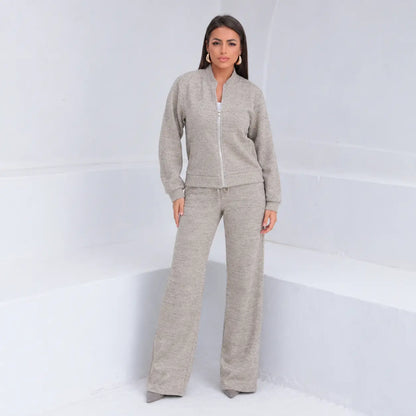 Conjunto Feminino Malha Rib - Com Zíper