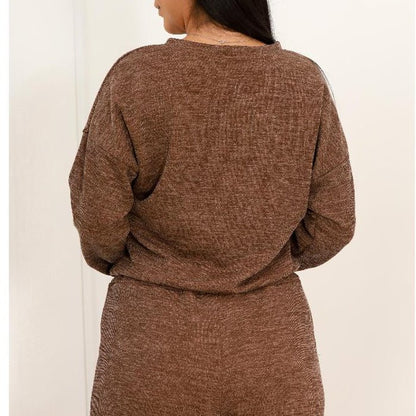 Conjunto Femenino Lanzinha Ribi canelada 2 Peças Blusa e Pantalona plus size - Tricote Modas