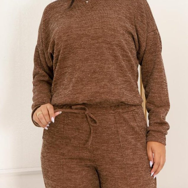 Conjunto Femenino Lanzinha Ribi canelada 2 Peças Blusa e Pantalona plus size - Tricote Modas