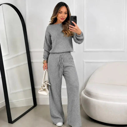 Conjunto Feminino Canelado em Tricot (Blusa + Calça) | PROMOÇÃO DE INVERNO - Tricote Modas