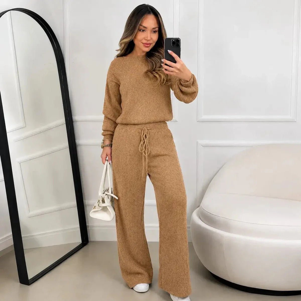 Conjunto Feminino Canelado em Tricot (Blusa + Calça) | PROMOÇÃO DE INVERNO - Tricote Modas