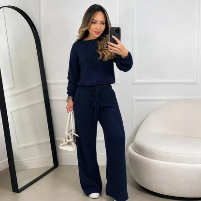 Conjunto Feminino Canelado em Tricot (Blusa + Calça) | PROMOÇÃO DE INVERNO - Tricote Modas