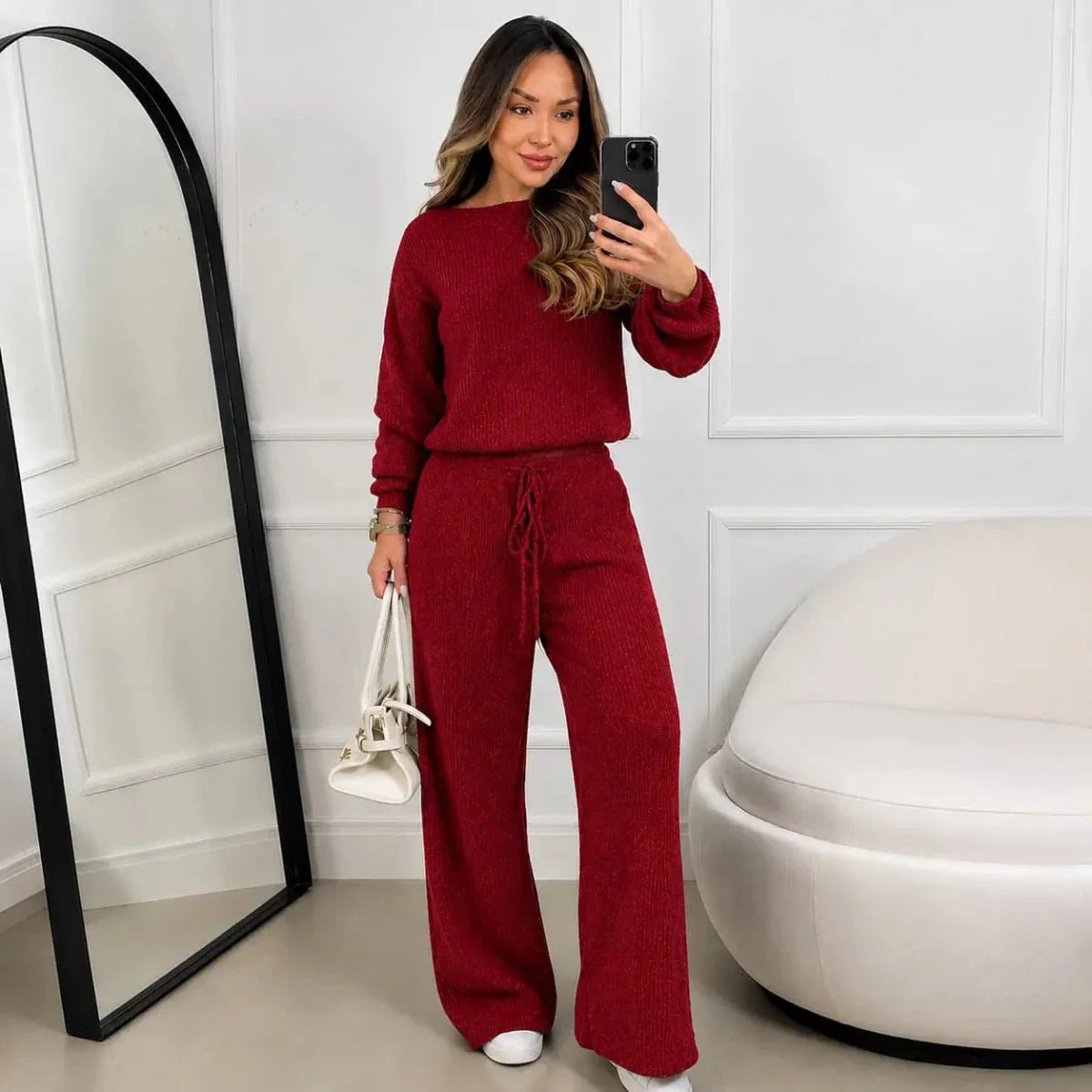 Conjunto Feminino Canelado em Tricot (Blusa + Calça) | PROMOÇÃO DE INVERNO - Tricote Modas