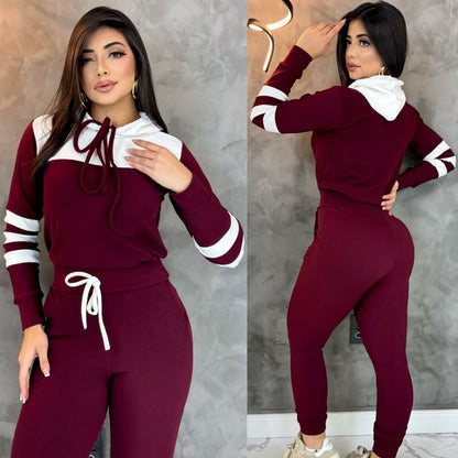 Conjunto Feminino Com Capuz Agasalho Inverno Look Para o Frio - Tricote Modas