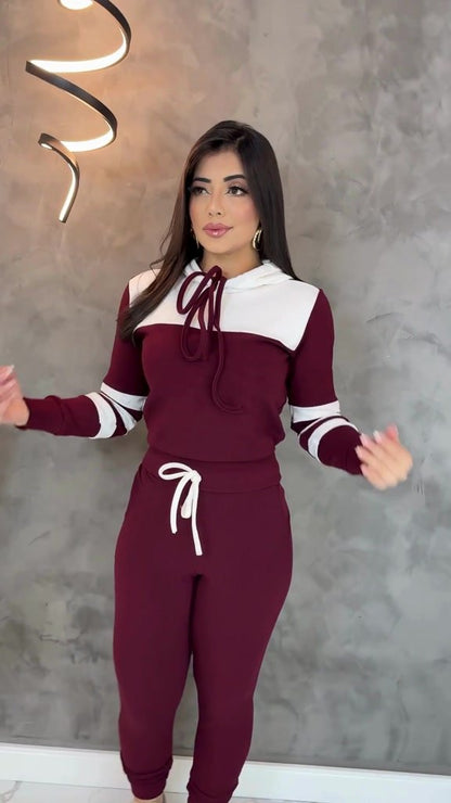 Conjunto Feminino Com Capuz Agasalho Inverno Look Para o Frio - Tricote Modas
