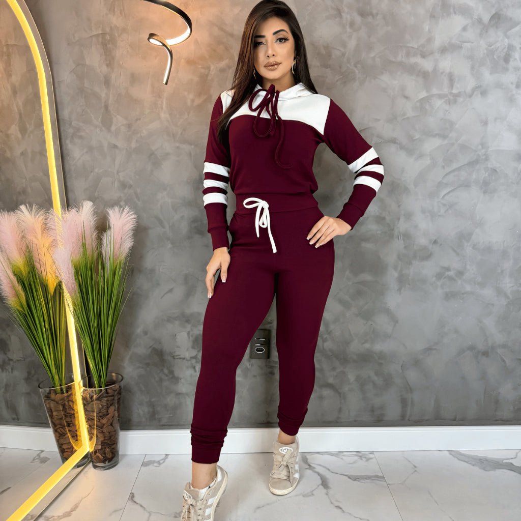 Conjunto Feminino Com Capuz Agasalho Inverno Look Para o Frio - Tricote Modas