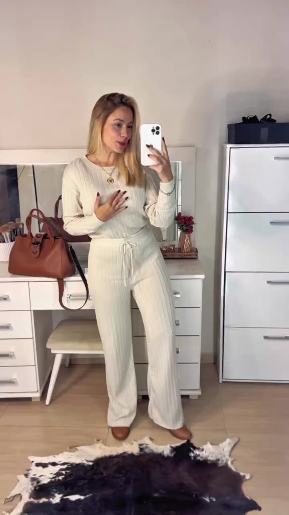Conjunto Feminino em Tricot Modelo Canelado Conjunto em Malha Conjunto de calça Exclusiva - Tricote Modas