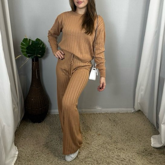 Conjunto Feminino em Tricot Modelo Canelado Conjunto em Malha Conjunto de calça Exclusiva - Tricote Modas