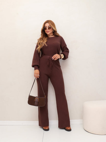 Conjunto Feminino Tricot Blusa Manga Longa e Calça Pantalona Elegante Confortável Inverno 3RD SD2008 - Tricote Modas