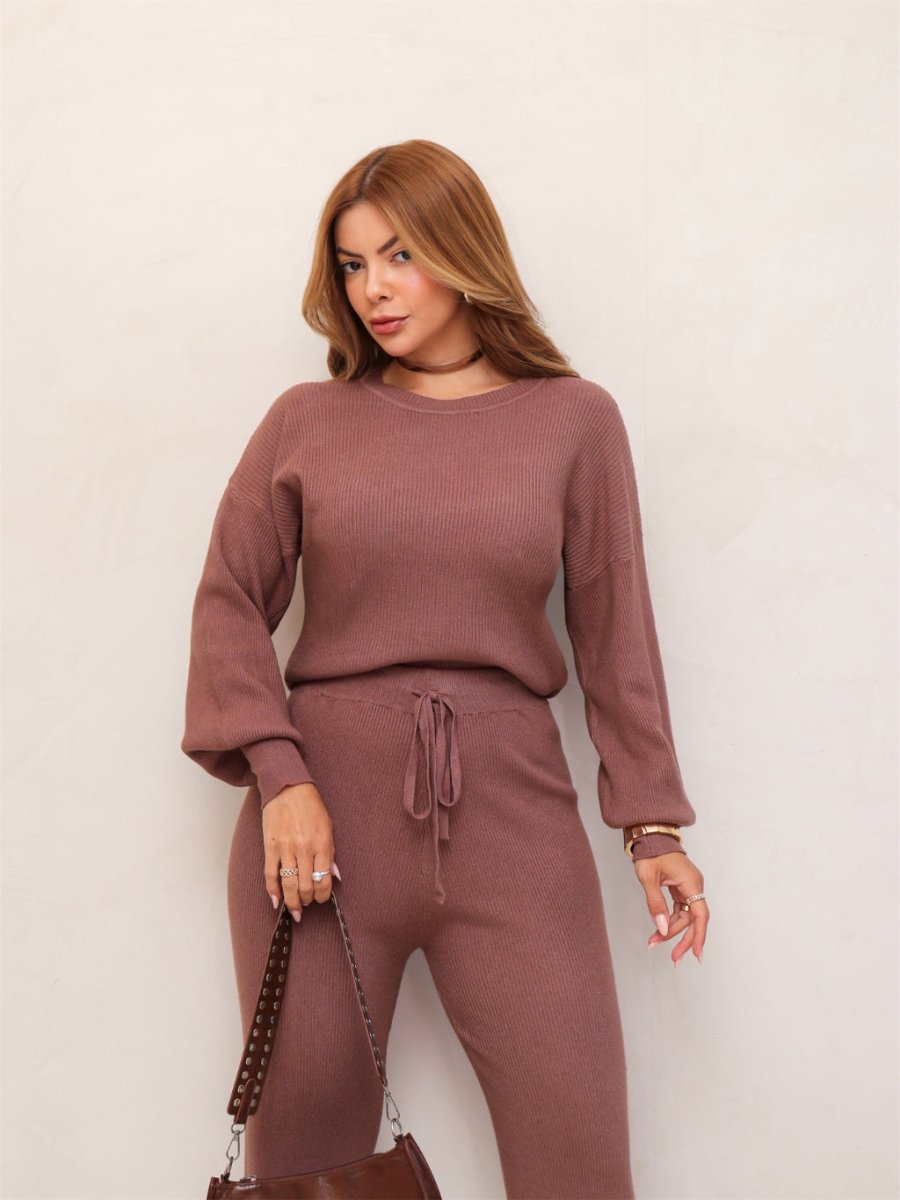 Conjunto Feminino Tricot Blusa Manga Longa e Calça Pantalona Elegante Confortável Inverno 3RD SD2008 - Tricote Modas
