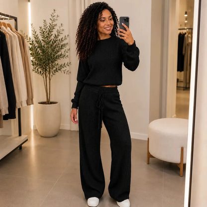 Conjunto Paty — Blusa e Calça Canelada em Tricot | Oferta de Inverno - Tricote Modas