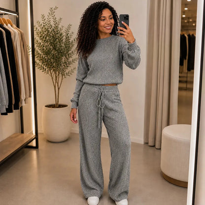 Conjunto Paty — Blusa e Calça Canelada em Tricot | Oferta de Inverno - Tricote Modas