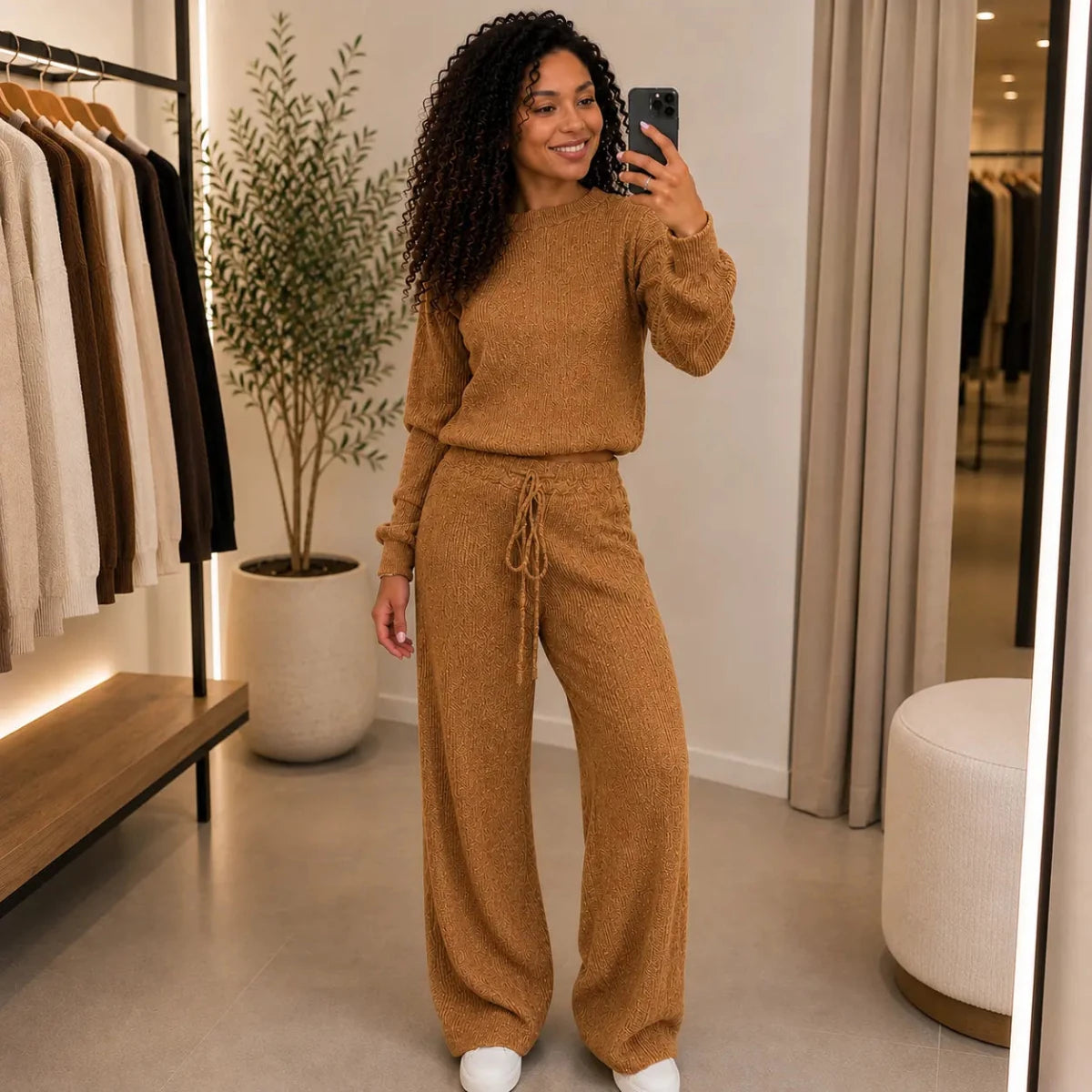 Conjunto Paty — Blusa e Calça Canelada em Tricot | Oferta de Inverno - Tricote Modas