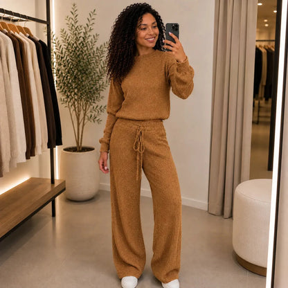Conjunto Paty — Blusa e Calça Canelada em Tricot | Oferta de Inverno - Tricote Modas