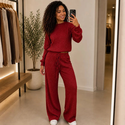 Conjunto Paty — Blusa e Calça Canelada em Tricot | Oferta de Inverno - Tricote Modas