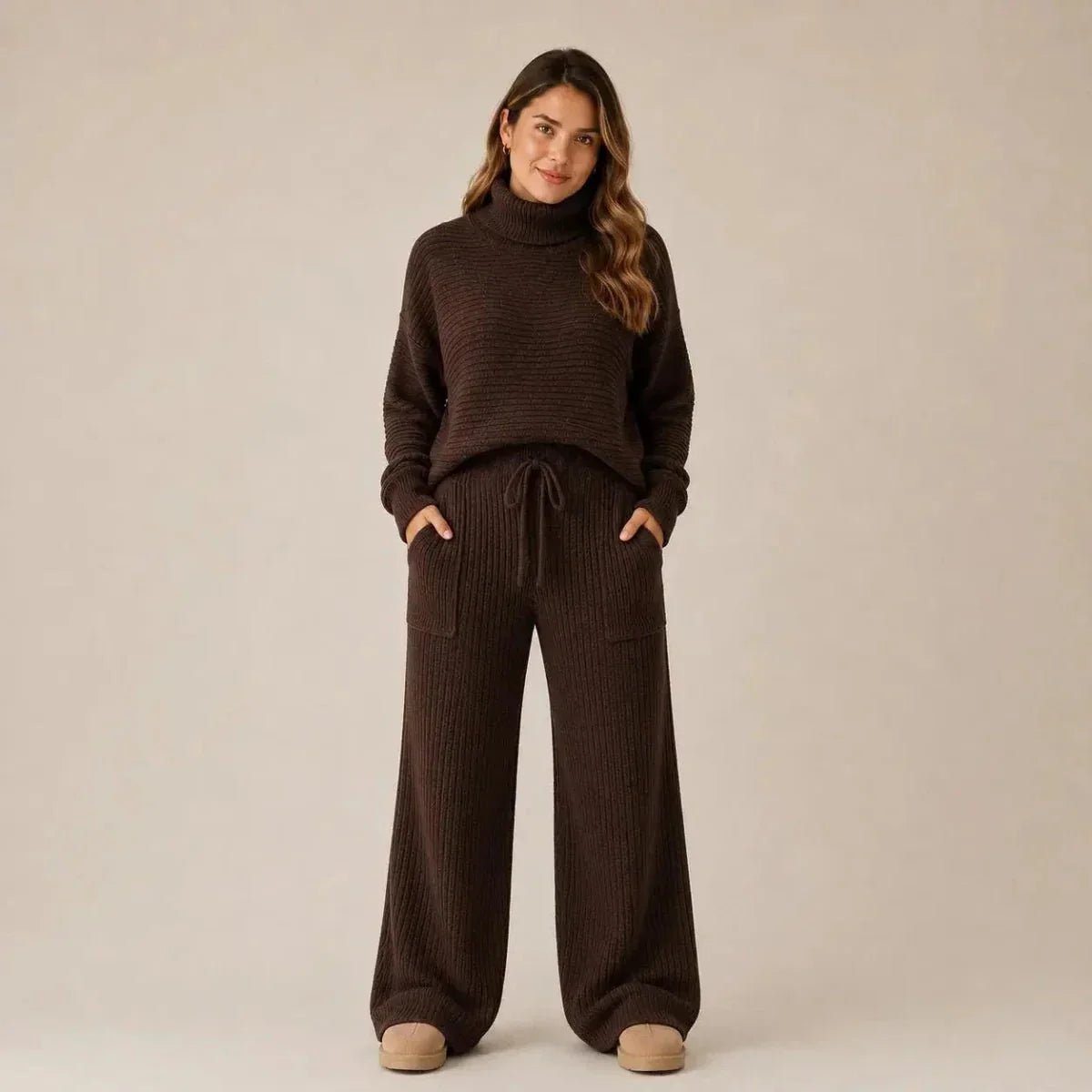 Conjunto Tatiana de Tricot Mousse (Blusa Gola Alta + Calça) - Tricote Modas