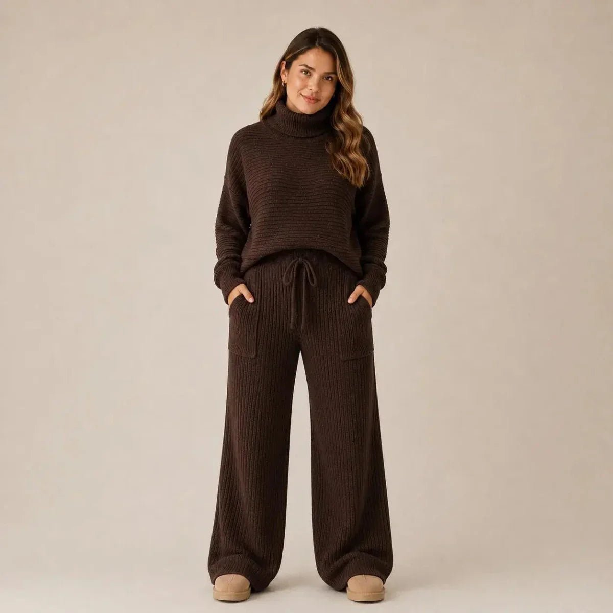 Conjunto Tatiana de Tricot Mousse — Blusa Gola Alta + Calça - Tricote Modas