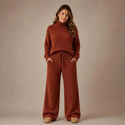 Conjunto Tatiana de Tricot Mousse (Blusa Gola Alta + Calça) - Tricote Modas