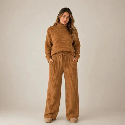 Conjunto Tatiana de Tricot Mousse (Blusa Gola Alta + Calça) - Tricote Modas