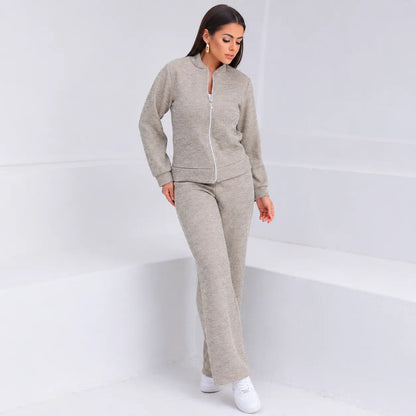 Conjunto Feminino Malha Rib - Com Zíper
