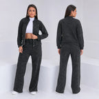 (Kit com 3) Conjunto Feminino em Malha Ribana com Zíper [LIQUIDAÇÃO DE INVERNO]