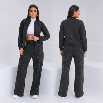 Conjunto Feminino Malha Rib - Com Zíper