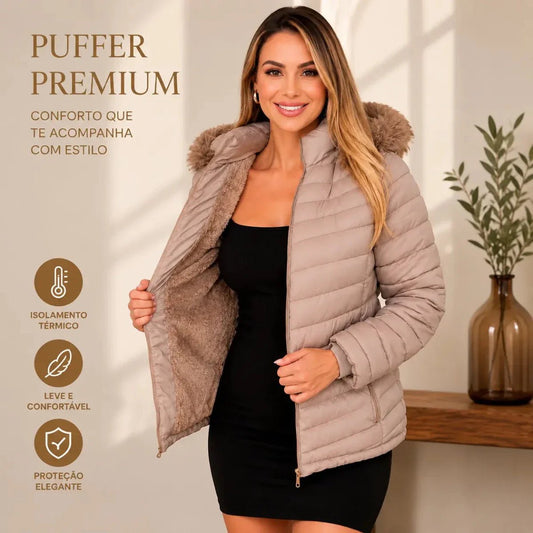 Jaqueta Puffer Peluciada Feminina | Promoção de Inverno - Tricote Modas